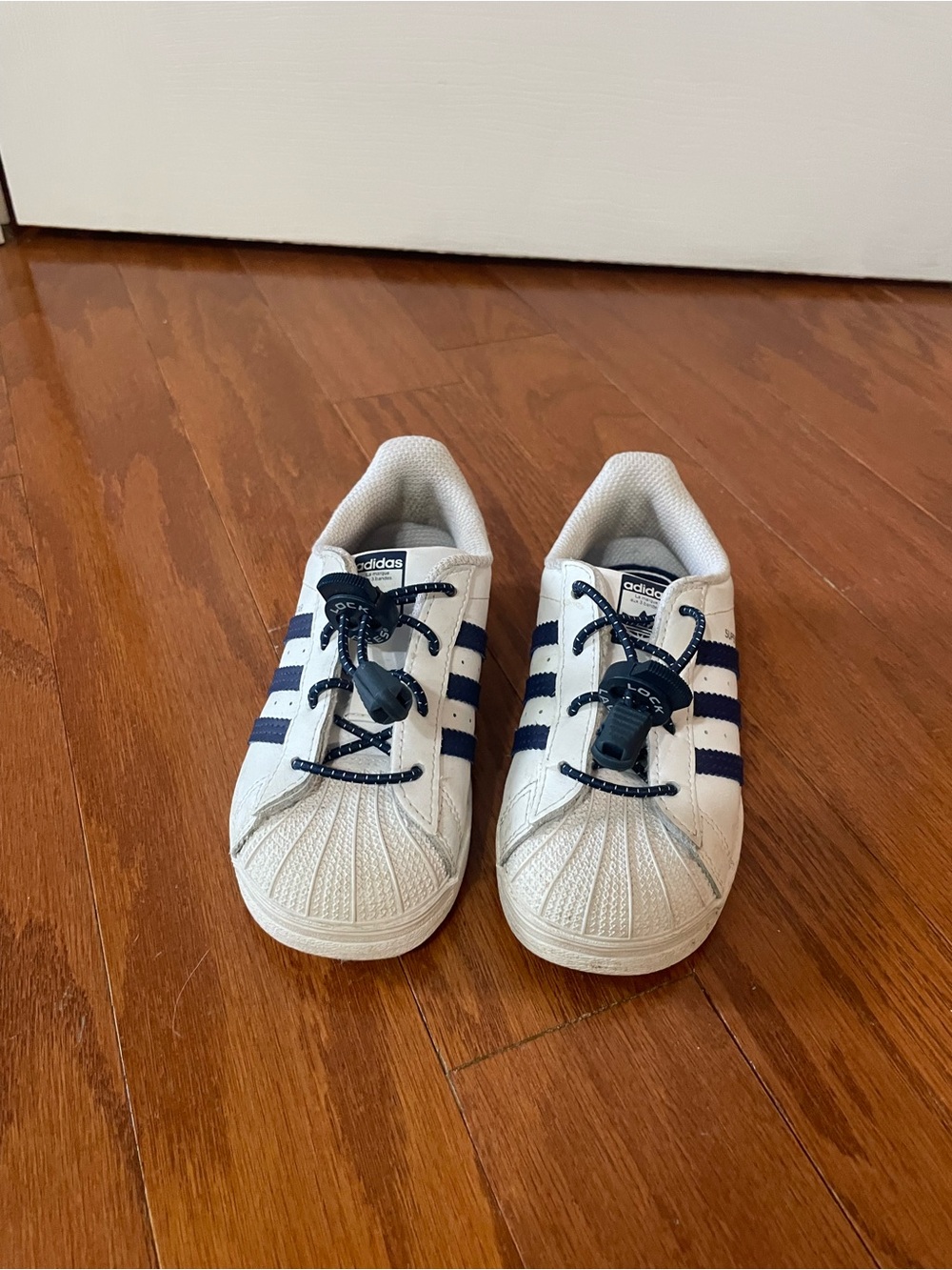 Adidas Kids White & Navy Superstar Sneakers